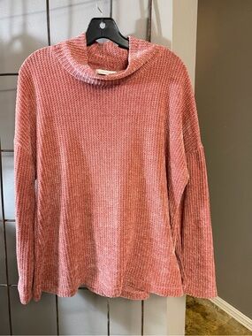 Women's Dusty Rose Chenille Cowl Neck Sweater